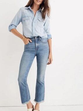 Madewell Cali Demo Boot cut jeans frayed bottom